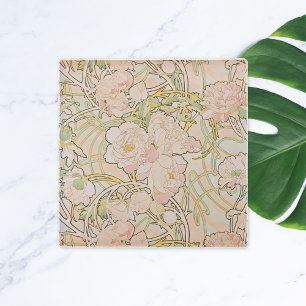 Peonies Decorative Nouveau Pattern Glazen Onderzetter