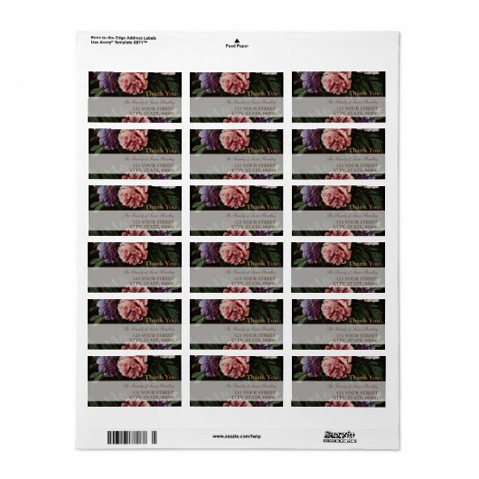 Peonies die 2 Familie schilderen Dank u het Etiket (Full Sheet)