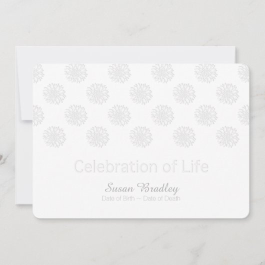 Peonies Digital Paper Cut-Out Celebration of Life Kaart (Voorkant)