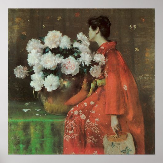 Peonies door William Merritt Chase Poster (Voorkant)