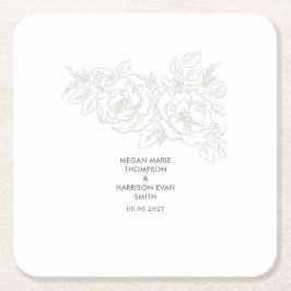 Peonies elegant flower hoek kartonnen onderzetters