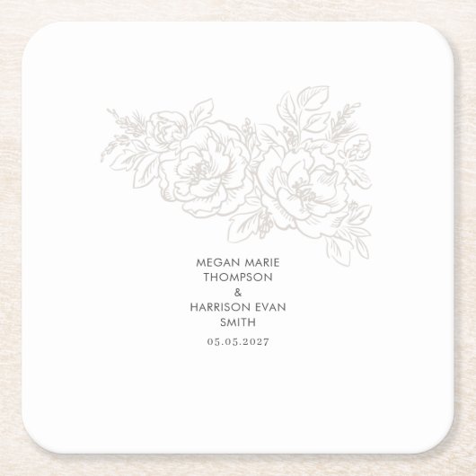 Peonies elegant flower hoek kartonnen onderzetters (Voorkant)