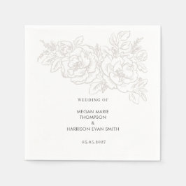 Peonies elegant flower hoek Napkins Servet