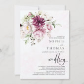 Peonies elegante bruiloft kaart (Voorkant)