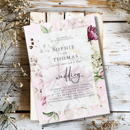 Peonies elegante bruiloft kaart