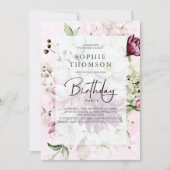 Peonies elegante verjaardag kaart (Voorkant)