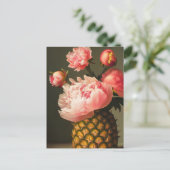 Peonies en ananas briefkaart (Staand voorkant)