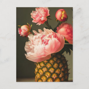 Peonies en ananas briefkaart