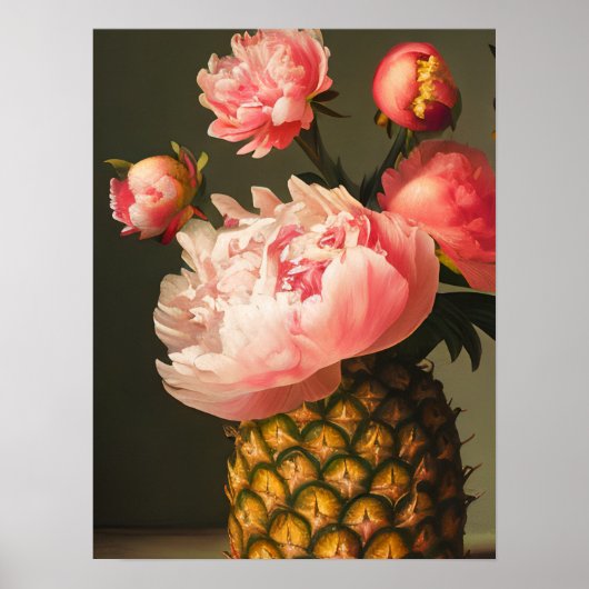 Peonies en ananas poster (Voorkant)