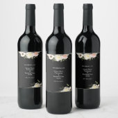 Peonies en Anemones die het huwelijk blokkeren Wijn Etiket (Flessen)