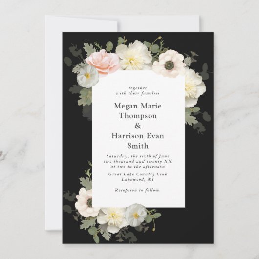 Peonies en Anemones die weduwschap uitnodigen Kaart (Voorkant)