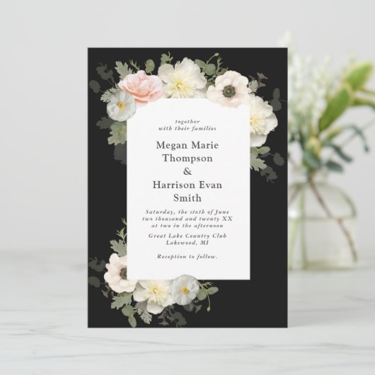 Peonies en Anemones die weduwschap uitnodigen Kaart (Staand voorkant)