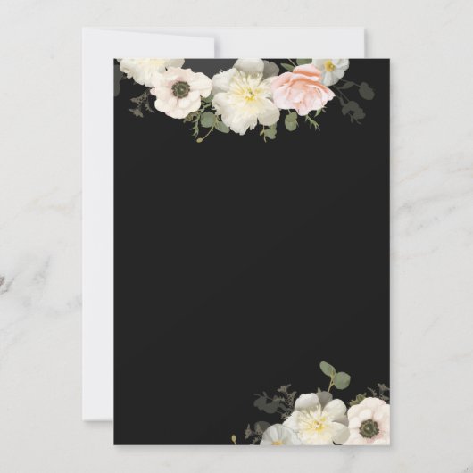Peonies en Anemones die weduwschap uitnodigen Kaart (Achterkant)