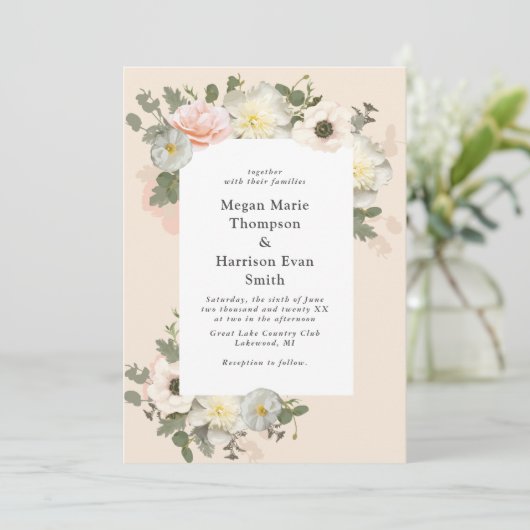 Peonies en Anemones die weduwschap verbloemen Kaart (Staand voorkant)