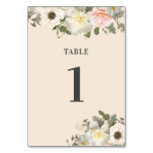 Peonies en Anemones Weddenschap Blush Table Number Kaart (Voorkant)