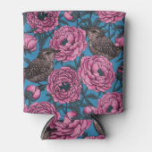 Peonies en bomen op blauw blikjeskoeler (Voorkant)