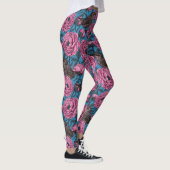 Peonies en bomen op blauw leggings (Rechts)
