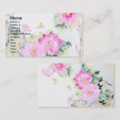 Peonies en botervliegen/Chinees schilderontwerp Visitekaartje (Voorkant / Achterkant)