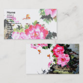 Peonies en botervliegen/Chinees schilderontwerp Visitekaartje (Voorkant / Achterkant)