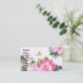 Peonies en botervliegen/Chinees schilderontwerp Visitekaartje (Staand voorkant)