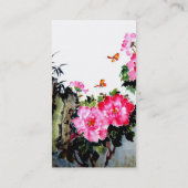 Peonies en botervliegen/Chinees schilderontwerp Visitekaartje (Achterkant)