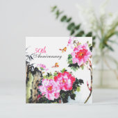 Peonies en Butterflies/Weddenschap Jubileum Kaart (Staand voorkant)