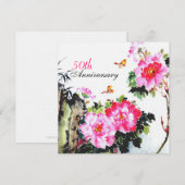 Peonies en Butterflies/Weddenschap Jubileum Kaart (Voorkant / Achterkant)