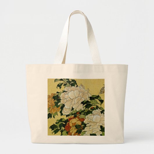 Peonies en Butterfly Grote Tote Bag (Voorkant)