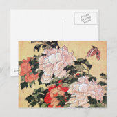 Peonies en Butterfly Hokusai Briefkaart (Voorkant / Achterkant)
