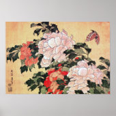Peonies en Butterfly Hokusai Poster (Voorkant)