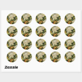 Peonies en Butterfly Ronde Sticker (Vel)