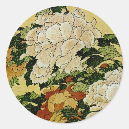 Peonies en Butterfly Ronde Sticker (Voorkant)