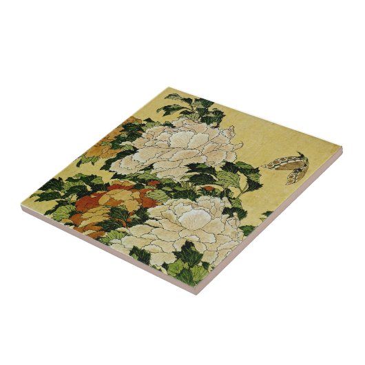 Peonies en Butterfly Tegeltje (Zijkant)