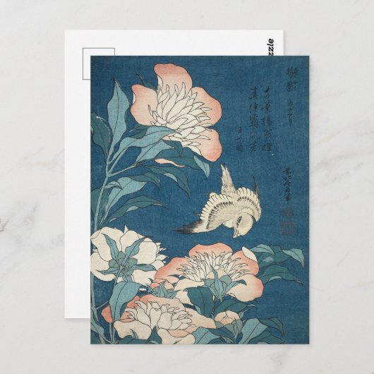 Peonies en Canarische Eilanden, door Katsushika Ho Briefkaart (Voorkant / Achterkant)