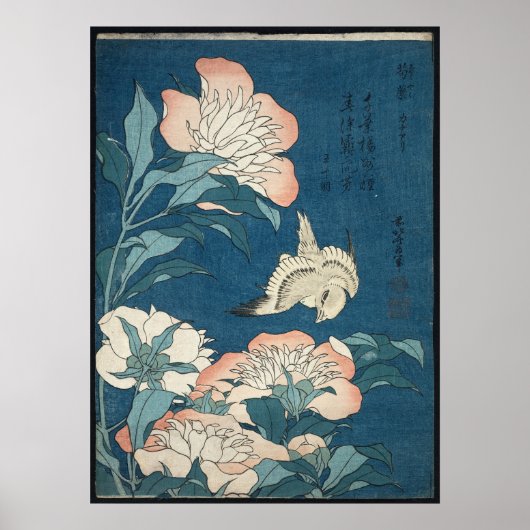 Peonies en Canarische Eilanden, door Katsushika Ho Poster (Voorkant)