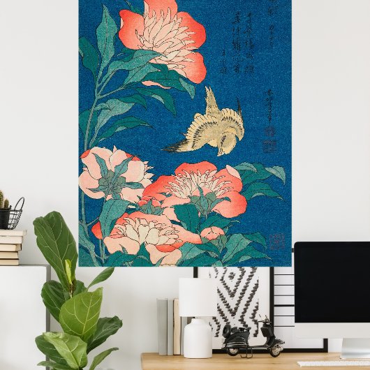 Peonies en Canarische Eilanden Poster (Thuiskantoor)
