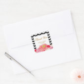 Peonies en Chevrons Dank u Sticker (Envelop)