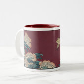 Peonies en de Canarische Eilanden Tweekleurige Koffiemok (Voorkant links)