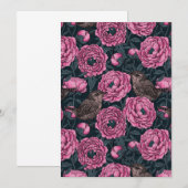 Peonies en draden op donkergrijs (Voorkant / Achterkant)