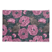 Peonies en draden op donkergrijs kussensloop (Achterkant-Links)