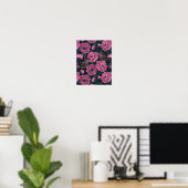 Peonies en draden op donkergrijs poster (Thuiskantoor)