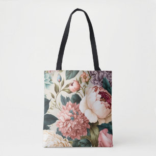 Peonies en Gardenia Seamless Floral Pattern Tote Bag
