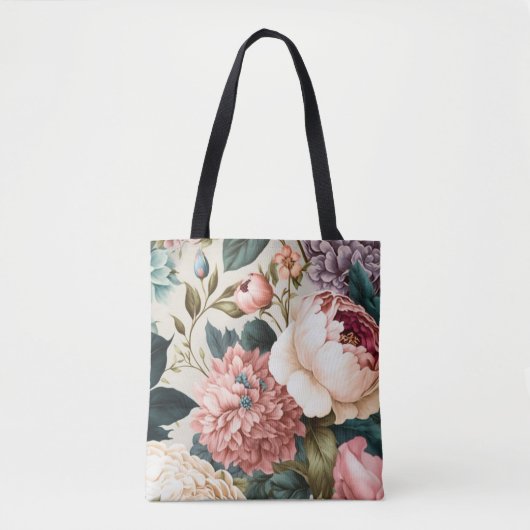 Peonies en Gardenia Seamless Floral Pattern Tote Bag (Voorkant)