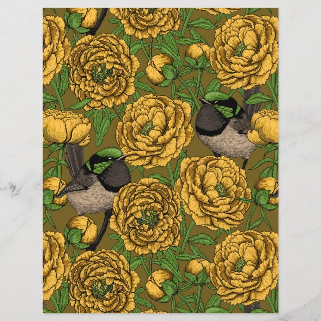 Peonies en lens, geel en groen (Voorkant)