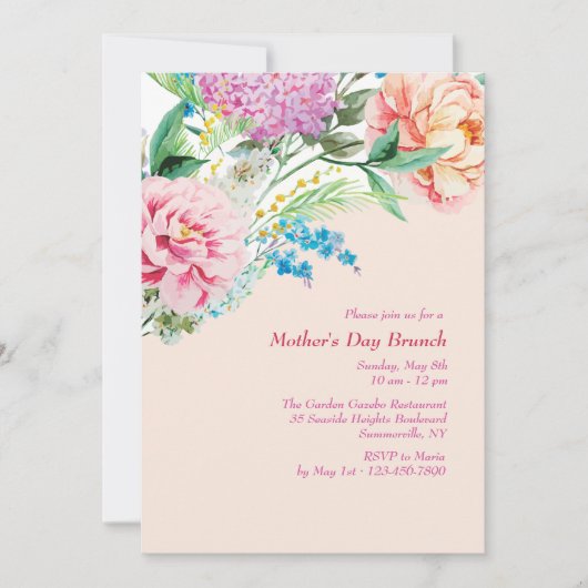 Peonies en Lilacs Invitation Kaart (Voorkant)
