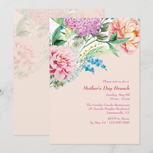 Peonies en Lilacs Invitation Kaart (Voorkant / Achterkant)
