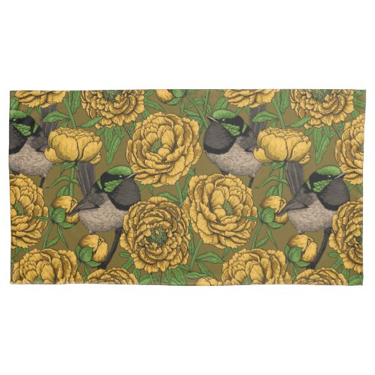 Peonies en Peonies Kussensloop (Voorkant-Links)