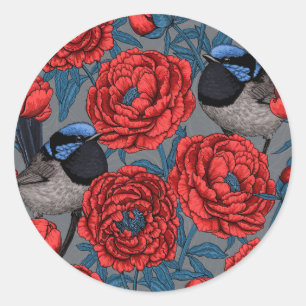 Peonies en Peonies Ronde Sticker