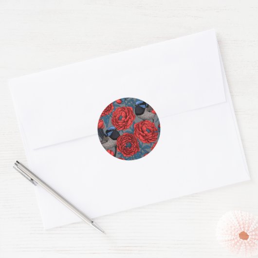 Peonies en Peonies Ronde Sticker (Envelop)