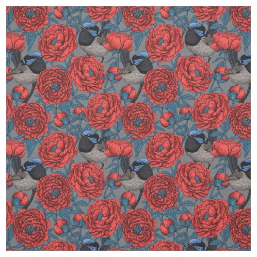Peonies en Peonies Stof (Swatch)